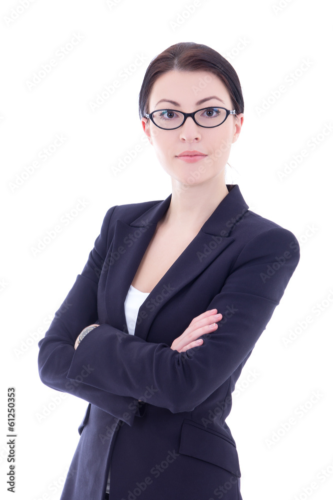 portrait of beautiful business woman in glasses isolated on whit portrait of beautiful business woman in glasses isolated on whit