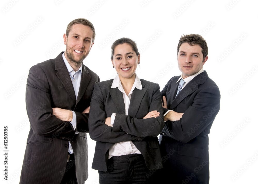 happy business workers with their arms crossed happy business workers with their arms crossed