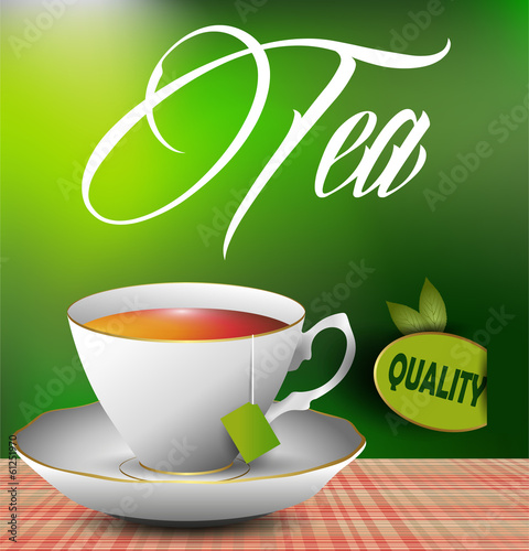 An example of a cup of tea on the table. eps 10 vector