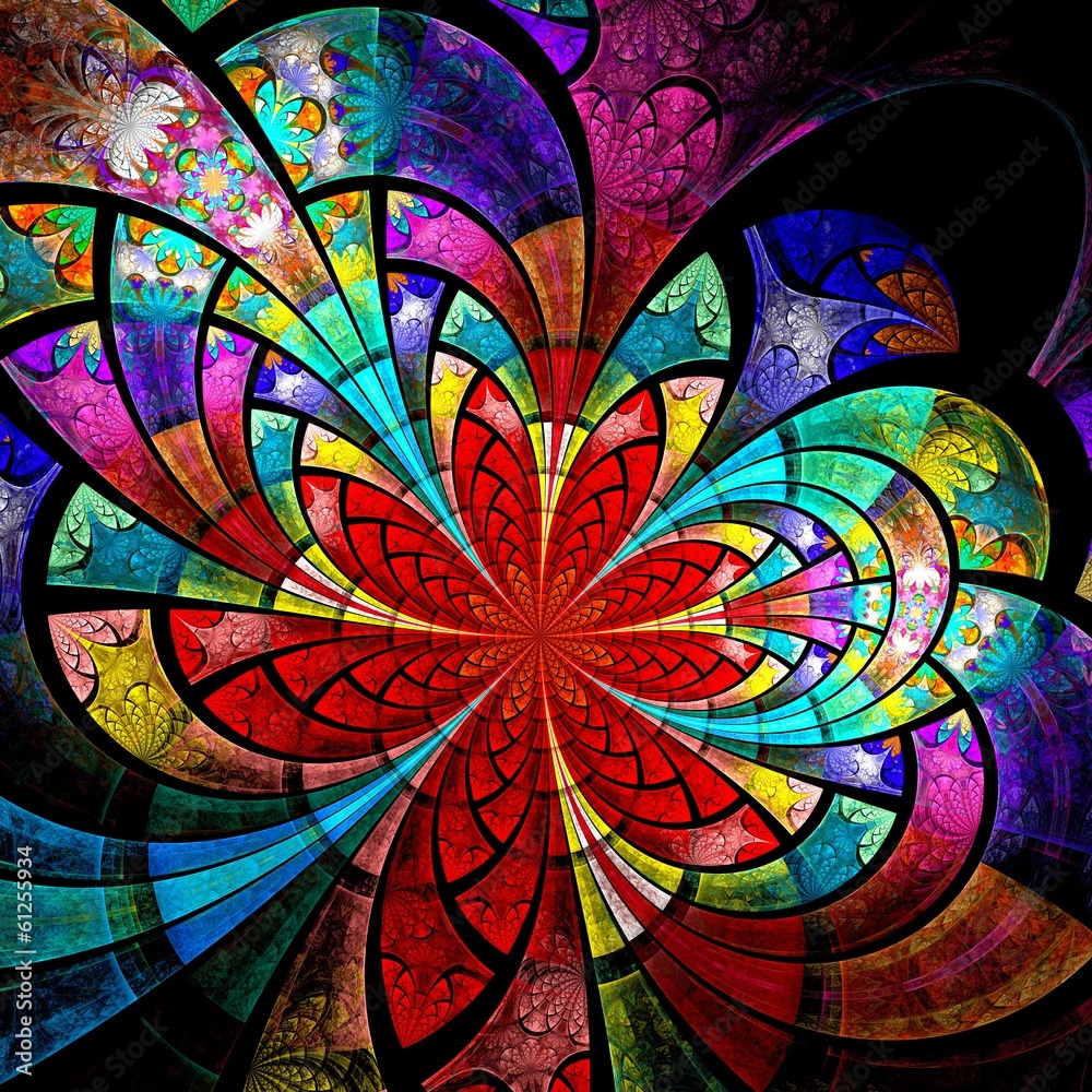 Obraz premium Colorful fractal flower, digital artwork