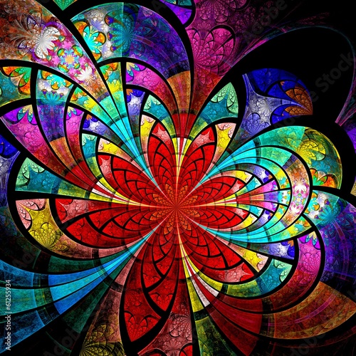 Colorful fractal flower, digital artwork