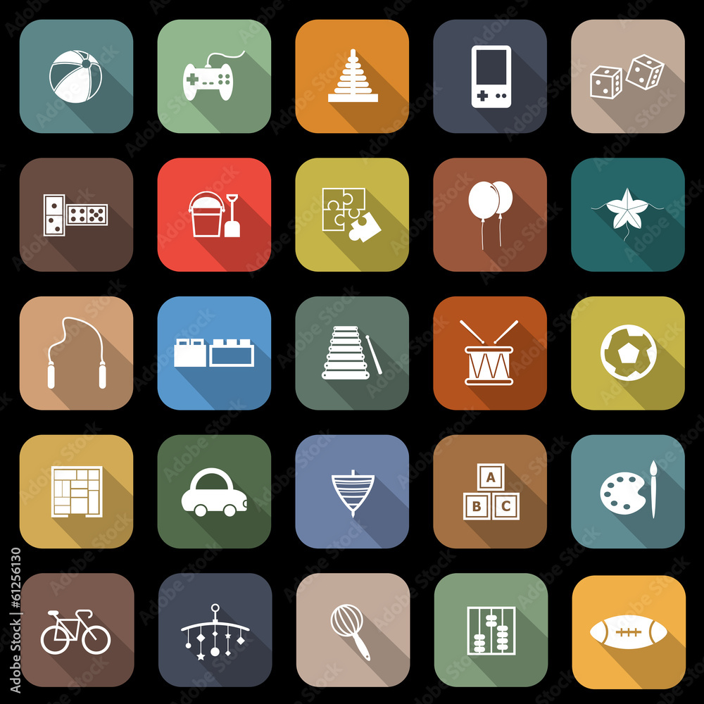 Toy flat icons with long shadow Toy flat icons with long shadow