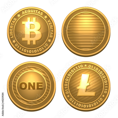 Bitcoin and Litecoin isolated on white