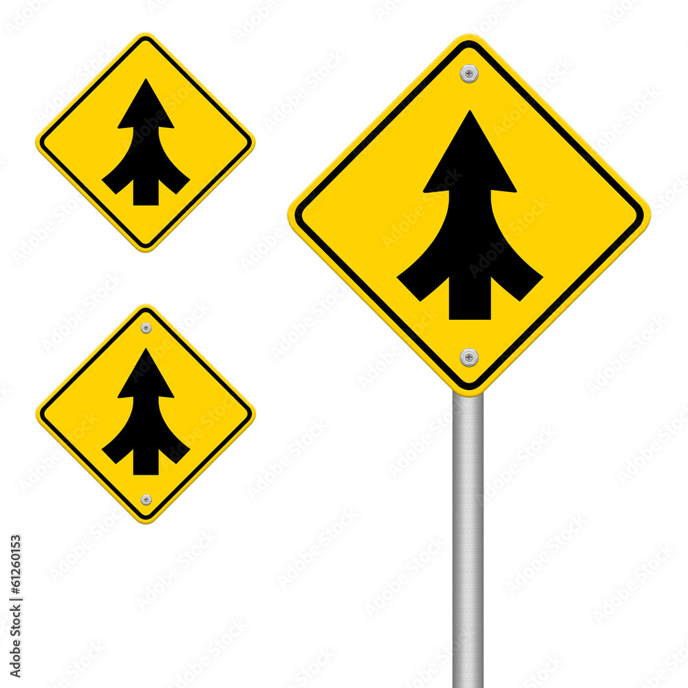 Traffic sign Lanes Merging isolated Traffic sign Lanes Merging isolated