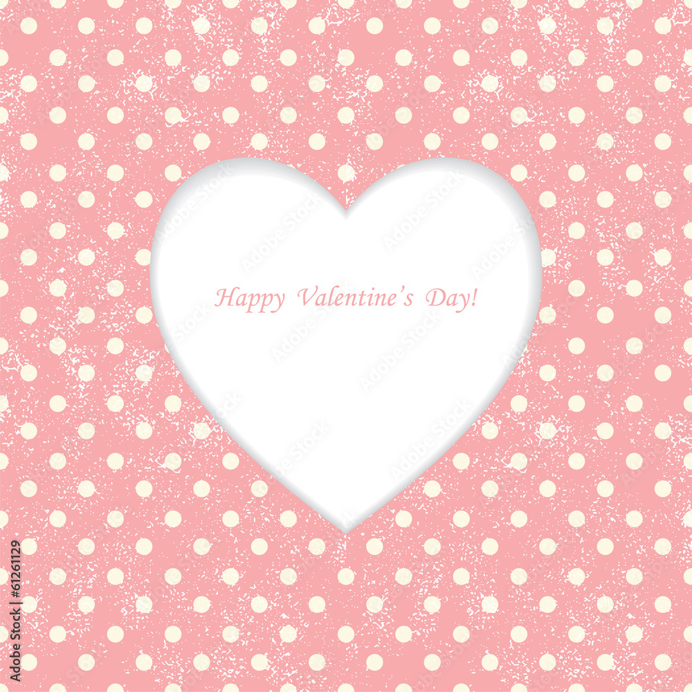 Card with heart shape on Polka dot background