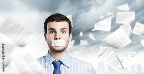 Tableau sur toile Speechless businessman