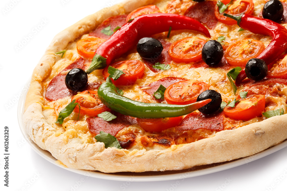 Pizza on white background Pizza on white background