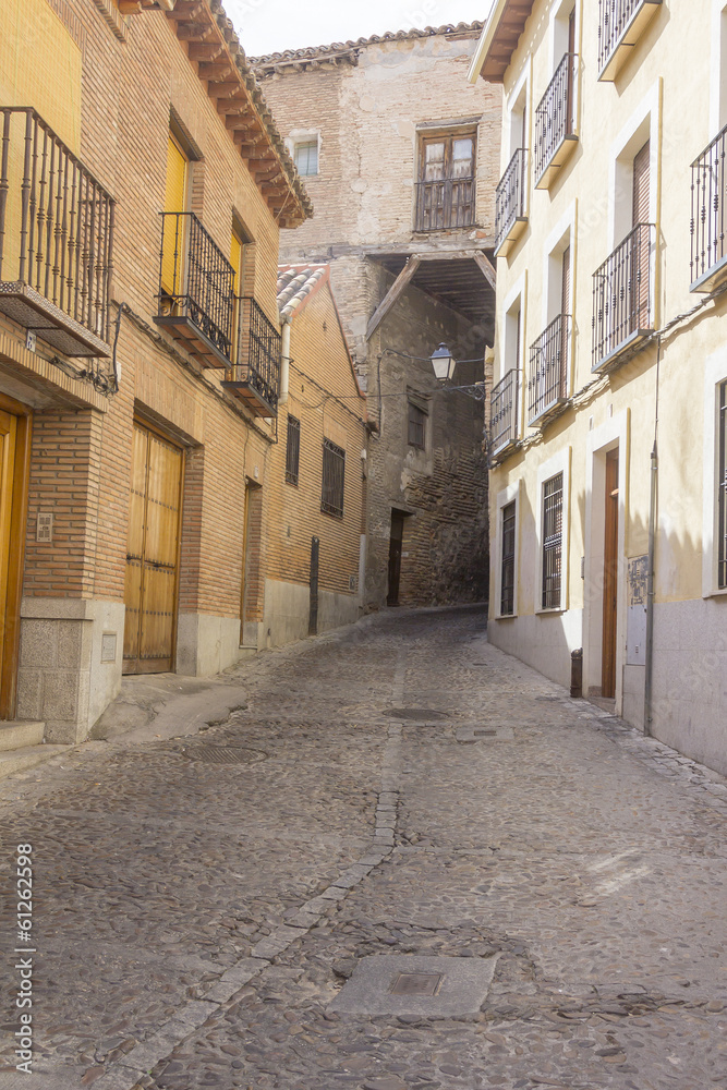 old narrow medieval streets of the resort town of Toledo, Spain