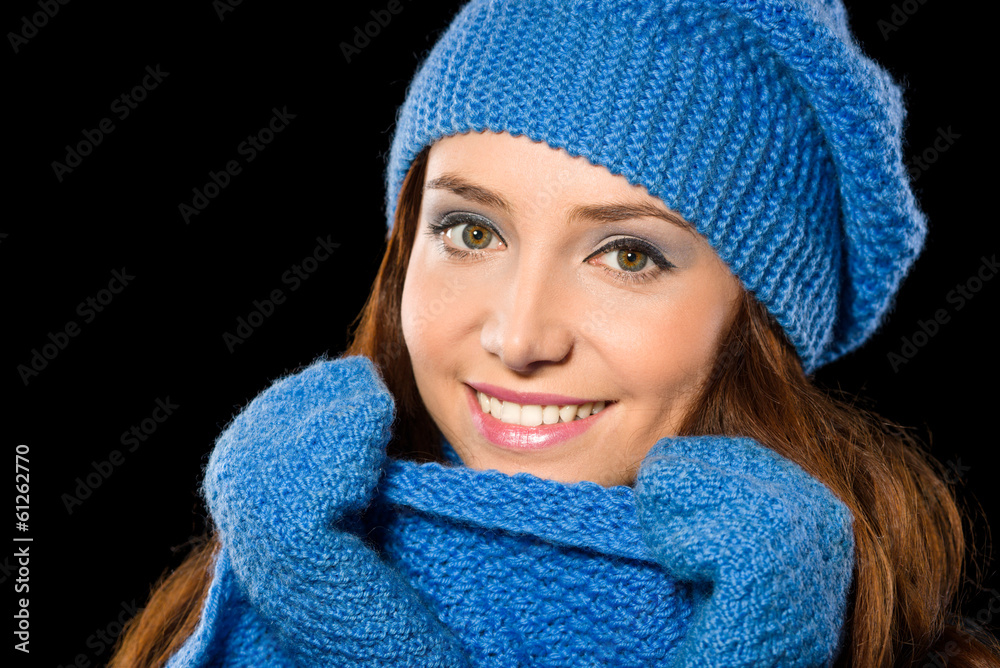 Young happy woman wearing winter cloth Young happy woman wearing winter cloth