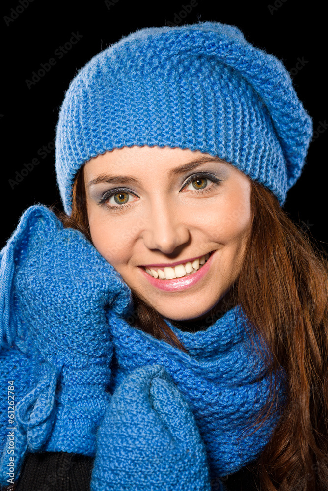 Young happy woman wearing winter cloth Young happy woman wearing winter cloth