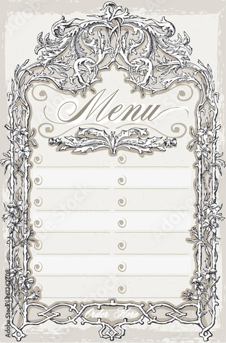 Vintage Graphic Page for Bar or Restaurant Menu