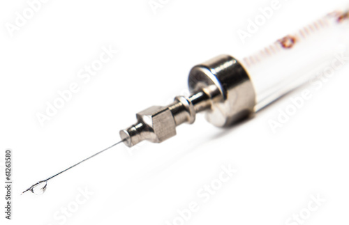 drop on syringe needle