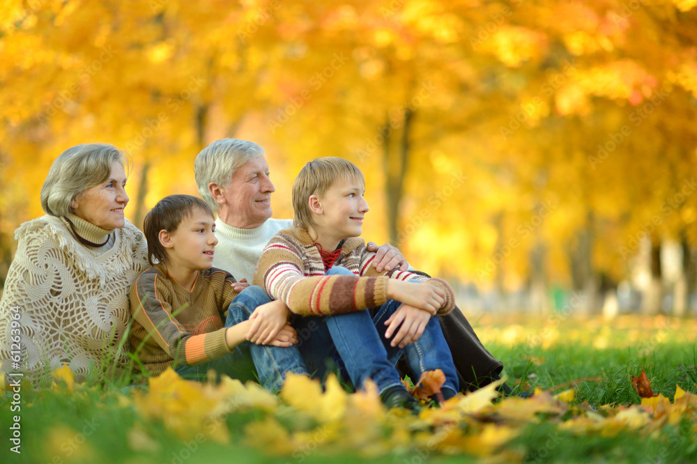 Fototapeta premium Friendly family walking