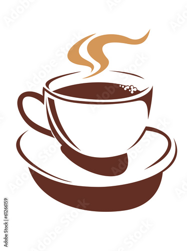 Hot cup of steaming coffee or tea