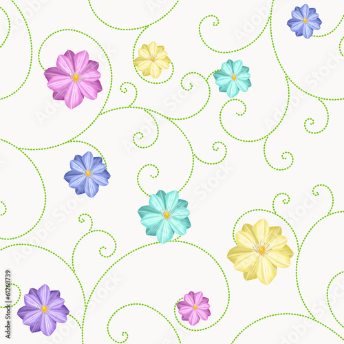 Background with flowers and curls