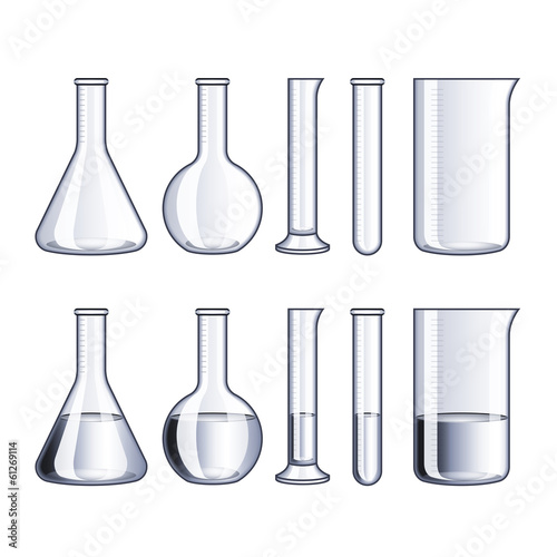 Glass flasks and test-tubes isolated vector