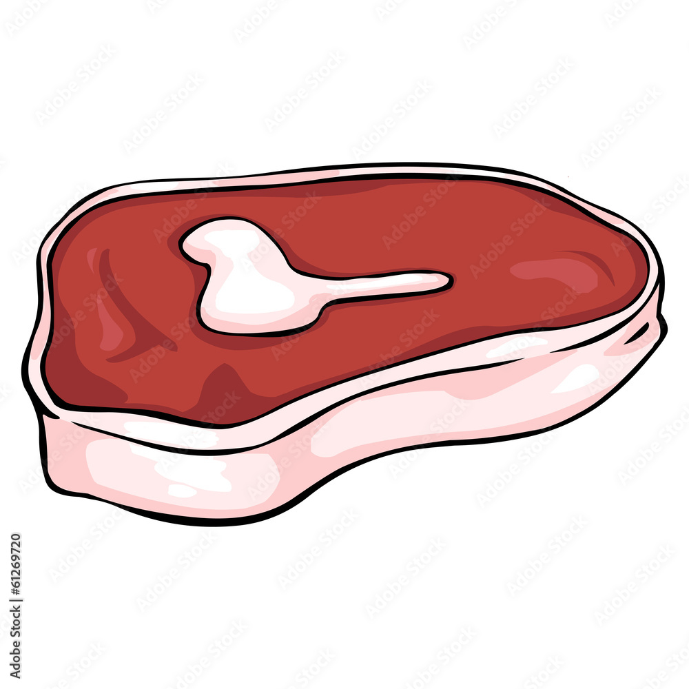 vector cartoon illustration isolated raw piece of meat Stock