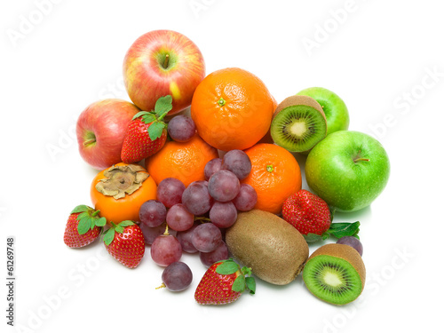 fresh juicy fruits on white background