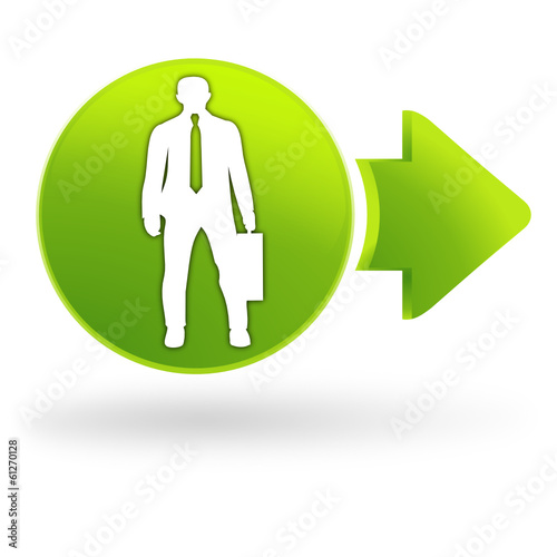 homme d'affaire sur symbole web vert