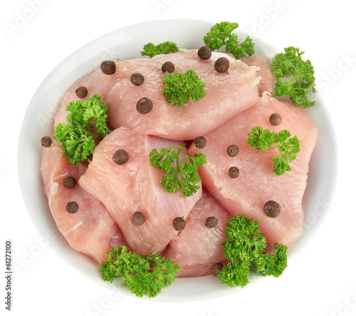 Raw turkey meat isolated on white