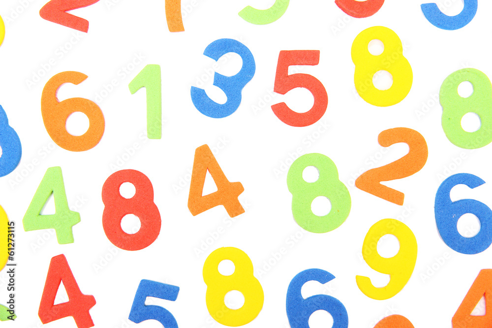 Colorful numbers, isolated on white