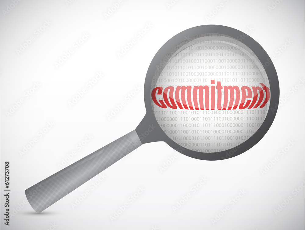 commitment under a magnify glass. illustration commitment under a magnify glass. illustration