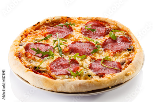 Pizza on white background