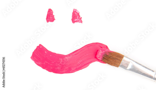 Pink smile paints isolated on white, vector illustration