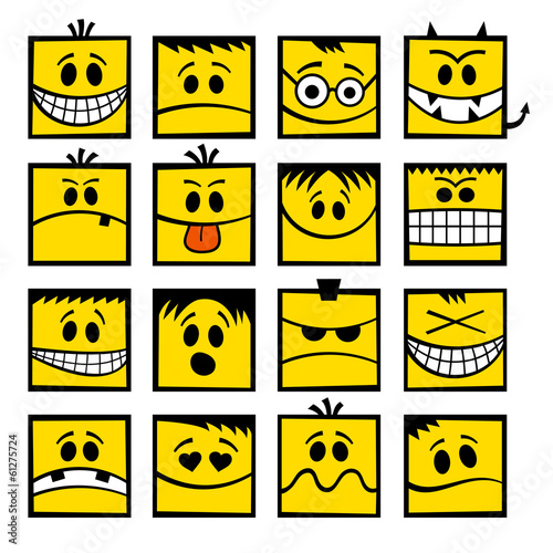 Yellow funny vector emoticons.