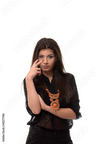 woman gesturing to her eyes. big brother concept
