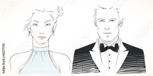 Young fashionable couple portraits