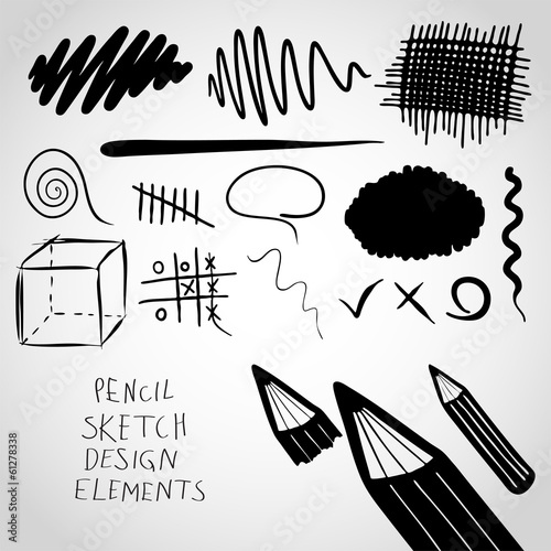 Pencil sketch design elements.