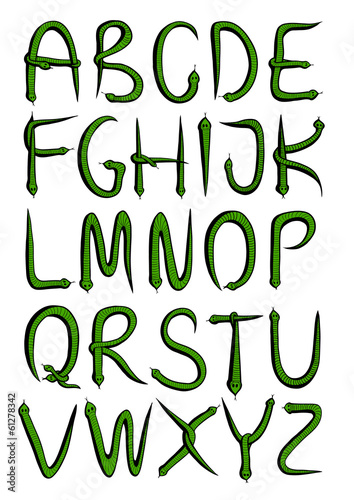 Alphabet made of snakes.