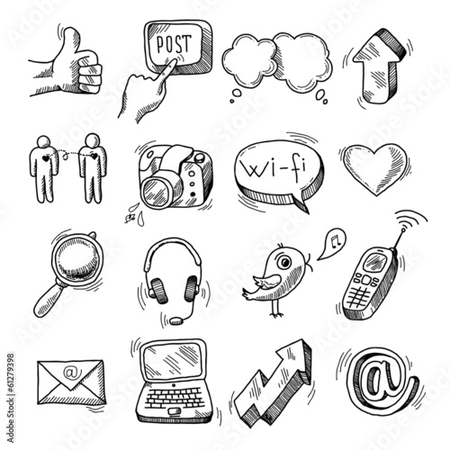 Doodle social icons set