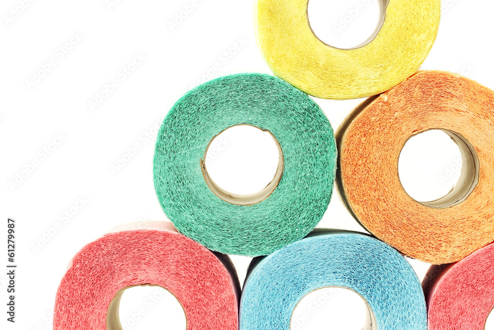 A lot of colorful toilet paper rolls A lot of colorful toilet paper rolls