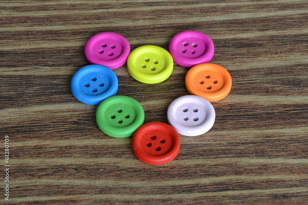 Colorful sewing buttons symbolizing a heart Colorful sewing buttons symbolizing a heart