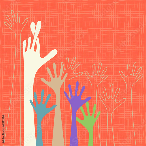 warm colorful up hands, vector illustration