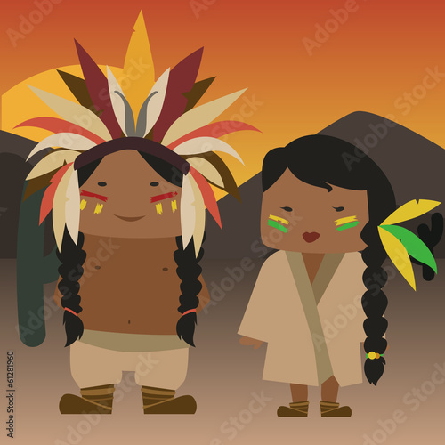 cartoon native american vector