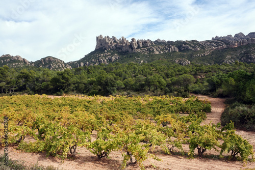 Multi-peaked mountain range of Montserrat near Barcelona, in Catalonia, Spain.