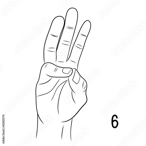 Sign language ,number 6