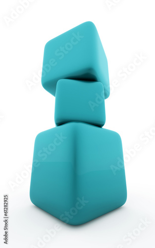 Abstract blue cubes background rendered