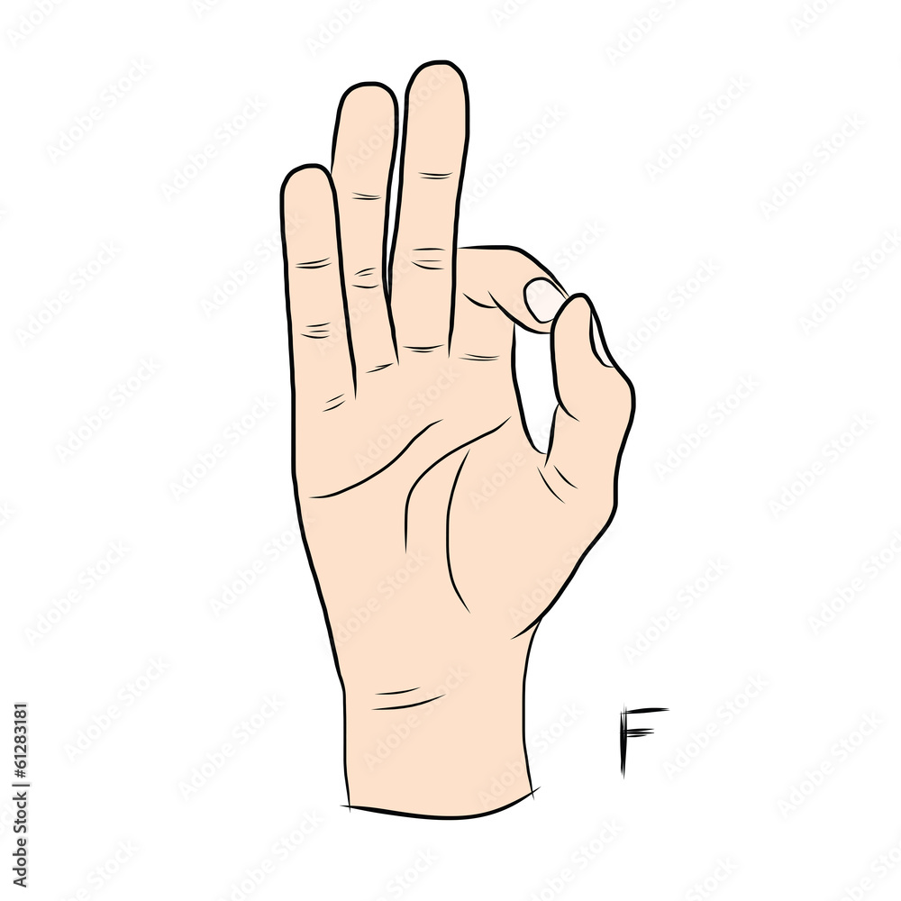 Sign language and the alphabet,The Letter f Sign language and the alphabet,The Letter f
