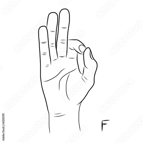 Sign language and the alphabet,The Letter f