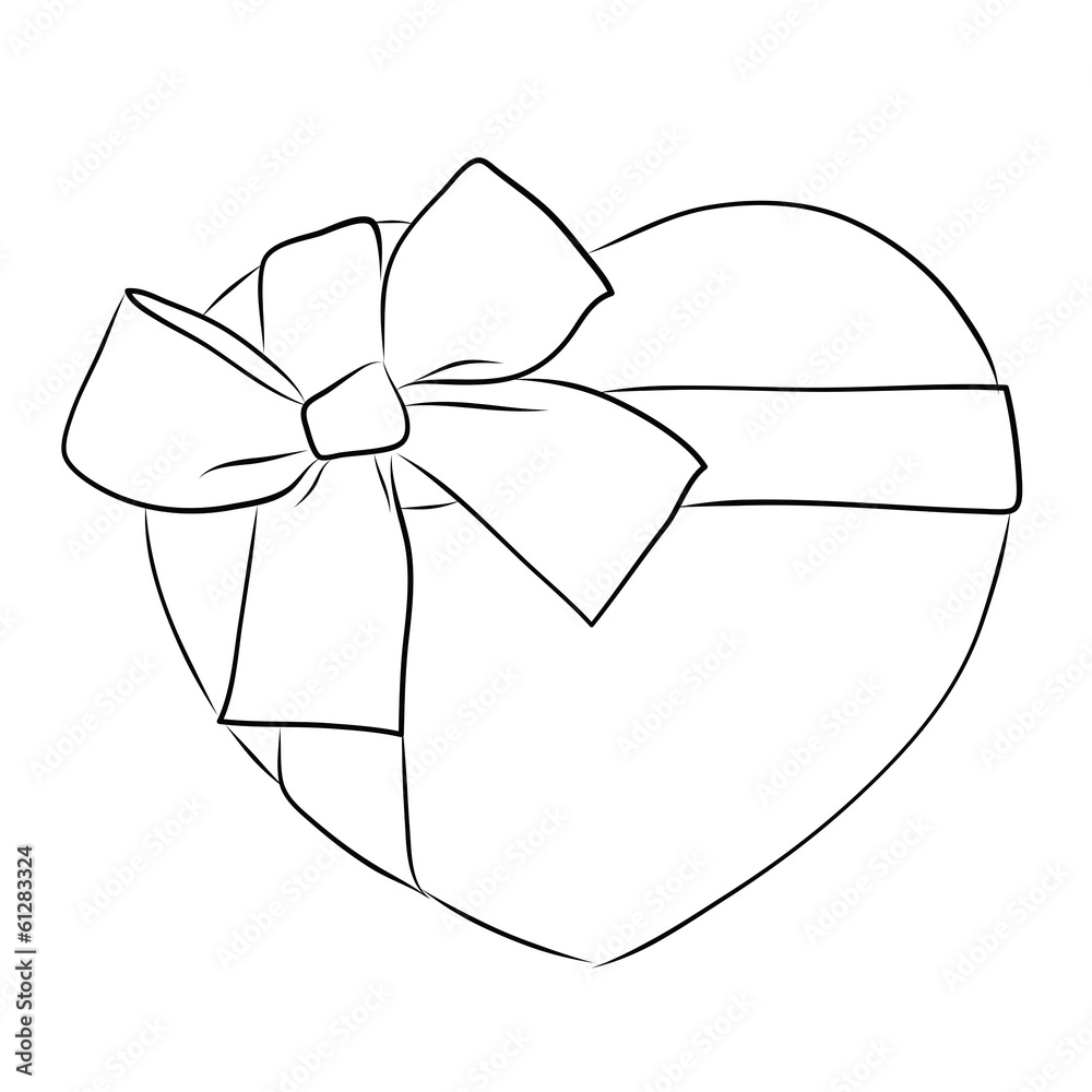 heart drawings with ribbon