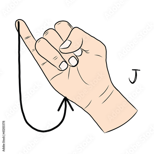 Sign language and the alphabet,The Letter j