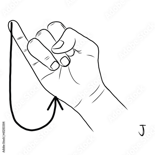 Sign language and the alphabet,The Letter j