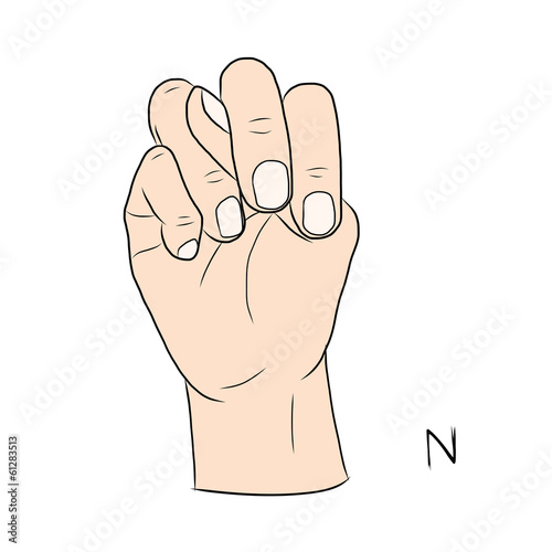 Sign language and the alphabet,The Letter n