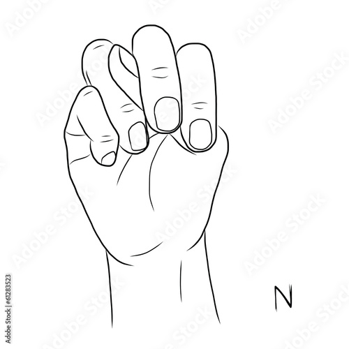 Sign language and the alphabet,The Letter n