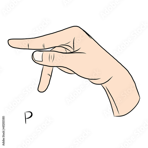 Sign language and the alphabet,The Letter p