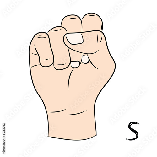 Sign language and the alphabet,The Letter s